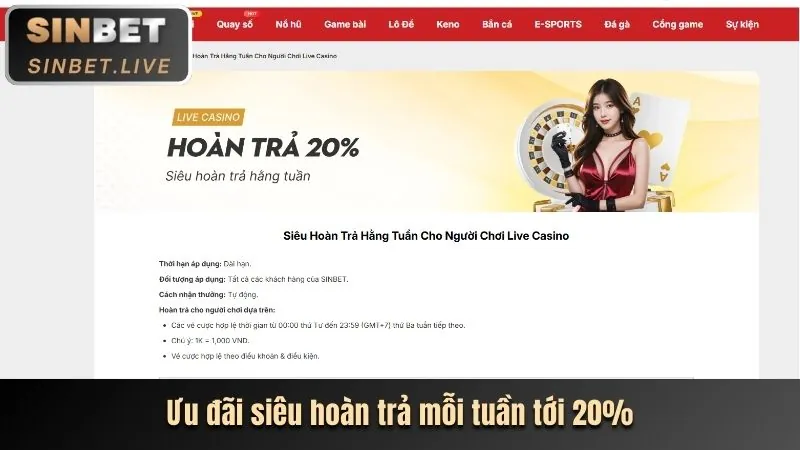 Hoàn trả cược thể thao hàng tuần
